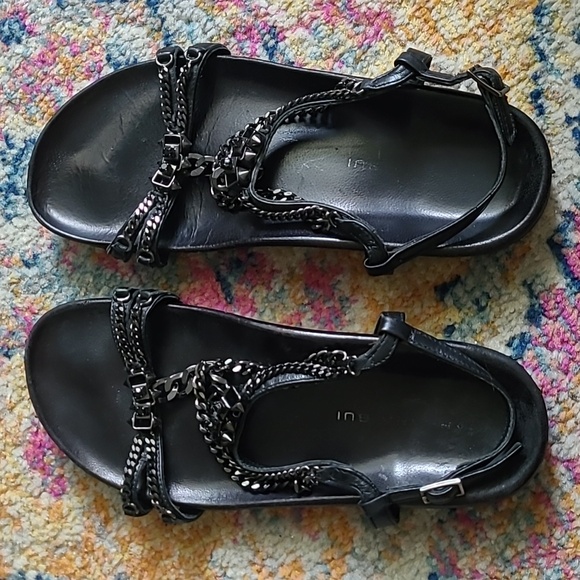 Barbara Bui Black Sandals with Black Chains and Details Size 38 - Picture 3 of 7